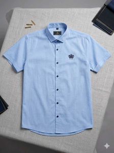 Light Blue Short Sleeve Shirt with Crown Logo