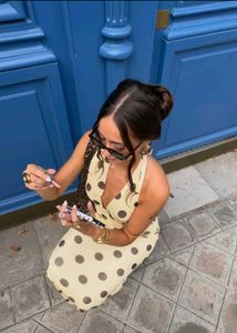 Polka Dot Halter Neck Maxi Dress