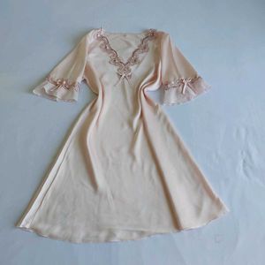 Elegant Satin Nightgown with Lace Trim🎀✨️