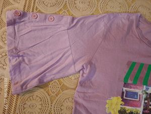 Cute Graphic Print Lavender T-Shirt