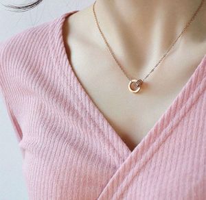SWASHAA Rose Gold Double Ring Necklace