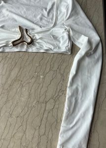 Stylish White Long Sleeve Crop Top