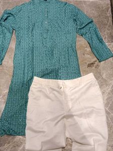 Teal Embroidered Kurta