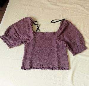 Westside Smocked Puff Sleeve Square Neck Top