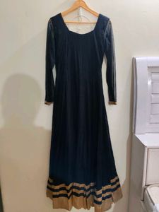 Elegant Black &amp; Gold Stone work Gown
