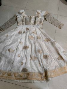 Elegant White & Gold Ethnic Gown