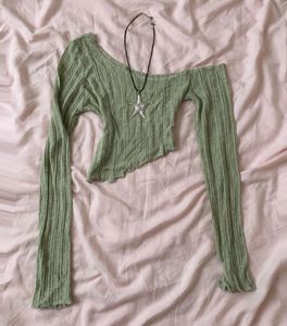 Off-Shoulder Ribbed Crop Top