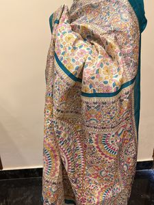 Beautiful Madhubani Print Saree With Stiched Blouse