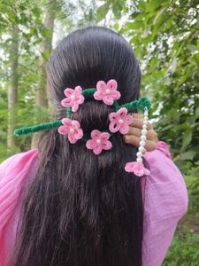 Handmade Pink Flower Hair Clip