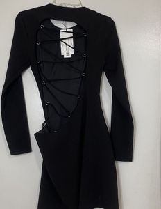 Black Lace-Up Back Mini Dress
