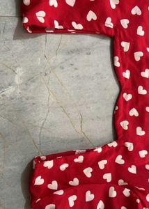 Red Heart Print kurti