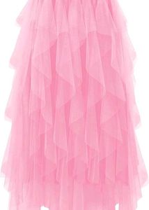 Pink Tulle Tiered Gown