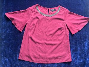 Elegant Maroon Top with Embellished Neckline