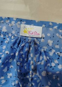 Blue Floral Puff Sleeve Slit Dress