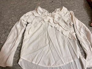 White Ruffled Long Sleeve Top