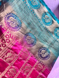 Elegant Pink &amp; Teal Saree
