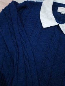 Navy Collared Knit Sweater