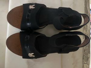 Black Wedge Sandals