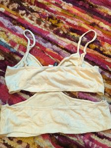 Divided Cream Cutout Crop Top