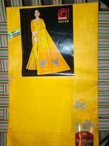 Yellow cotton(sutti) saree