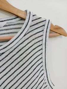 Striped Sleeveless Tie-Front Top