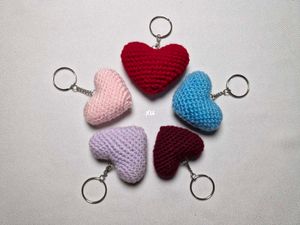 Set of 5 Crochet Heart Keychains