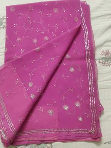 Beautiful Pink Embroidered Saree💕