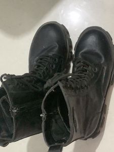 Black Lace-Up Combat Boots
