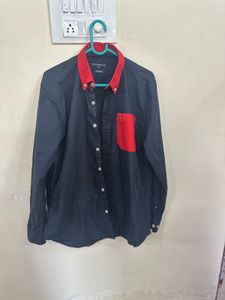Men's Navy Blue &amp; Red Collared Shirt