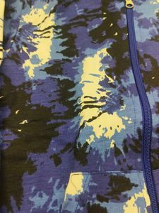 Blue Patterned Zip-Up Hoodie
