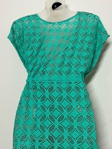 Pintresty Green Crochet Cover-Up Dress