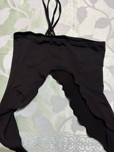 Black Halter Neck Asymmetrical Top