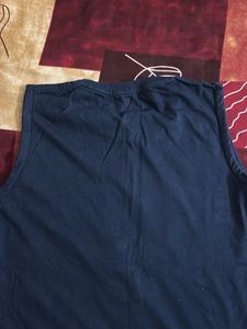 Men's Navy Blue Sleeveless Graphic T-Shirt