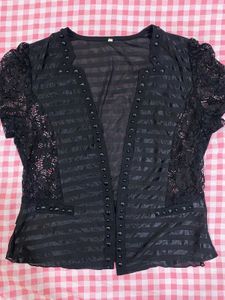 Elegant Black Sheer Lace Cover Up