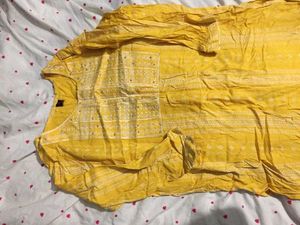 Yellow Embroidered Kurta