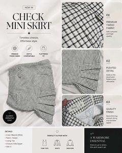 Check Mini Skirt - Tweed Fabric