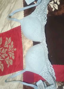 Light Blue Lace Trim Bra