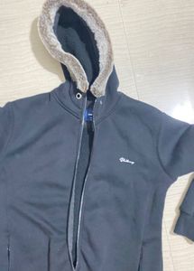 black very warm Faux Fur Hooded Jacket