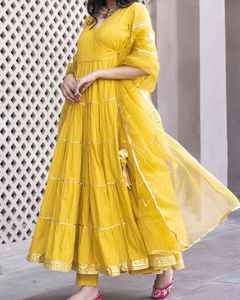 Yellow Tiered Anarkali Suit