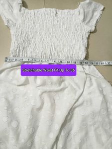 White Eyelet Smocked Dress Fit For All Xs,S,M &amp; L.