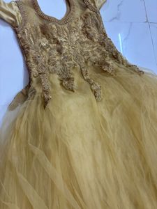 Doll Golden Party Wear Gown Full Size And Length