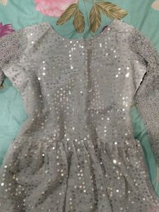 Sparkling Grey heavy  indowestern sharar