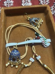 Exquisite Pearl &amp; Jhumka hansli Necklace Set