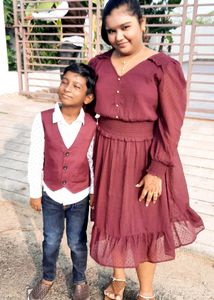 On Offer -Burgundy Ruffle Midi Dress