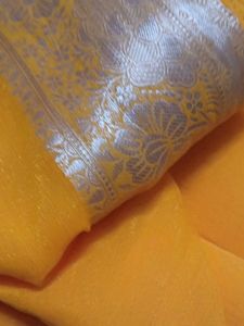 Vibrant Yellow Saree with Gold Border
