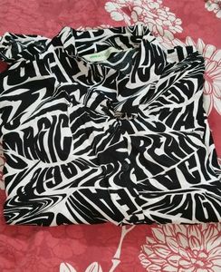 Women Black and White Printed Long Sleeved Shirt
