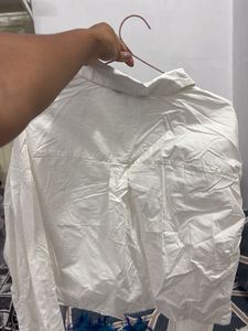 White Cropped Shirt with Embellishments