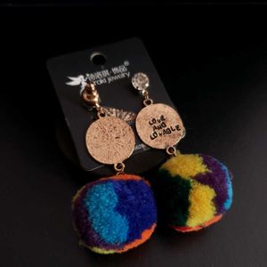 Colorful  Pom Earring