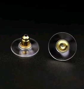 50 pce Earring Backs - Clear &amp; Gold