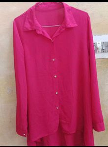 See Through High-Low Pink Shirt